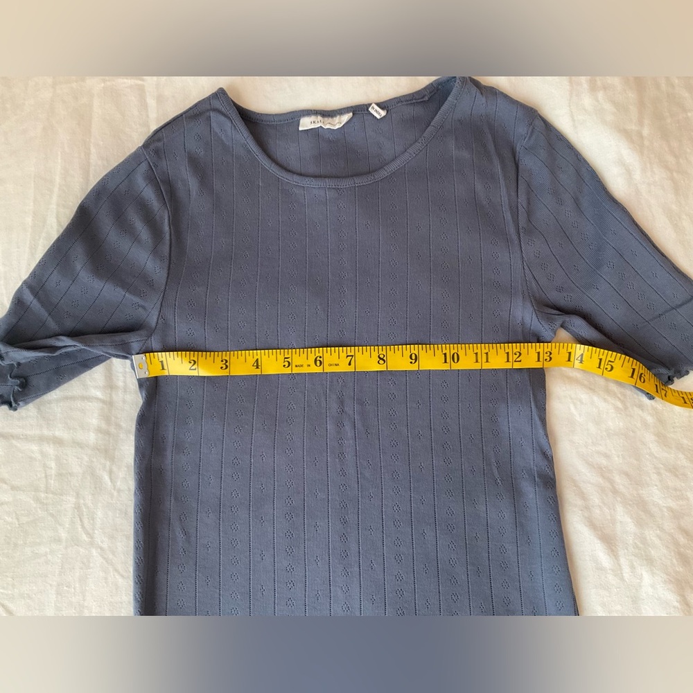 Skall Studio edie pointelle organic cotton tee xs blue - Picture 6 of 9